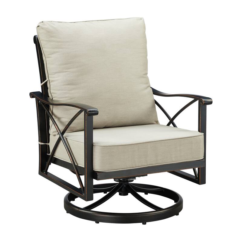 Black Aluminum Fire Table Bistro Set with Two Club Chairs