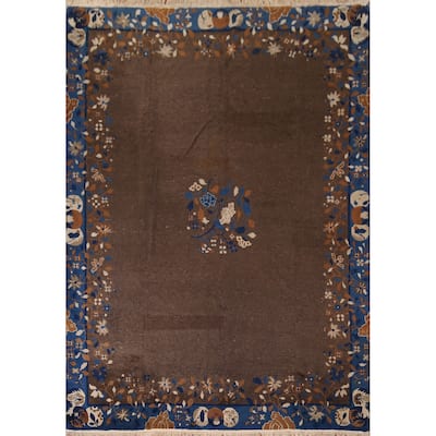 Vegetable Dye Art Deco Nichols Chinese Rug Handmade Wool Carpet - 8'1" x 9'10"