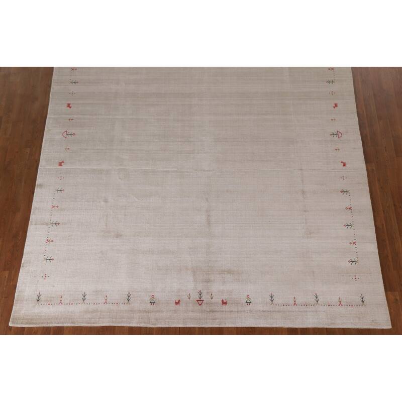 Tribal Gabbeh Indian Area Rug Hand-Knotted Wool Carpet - 8'1"x 9'10"