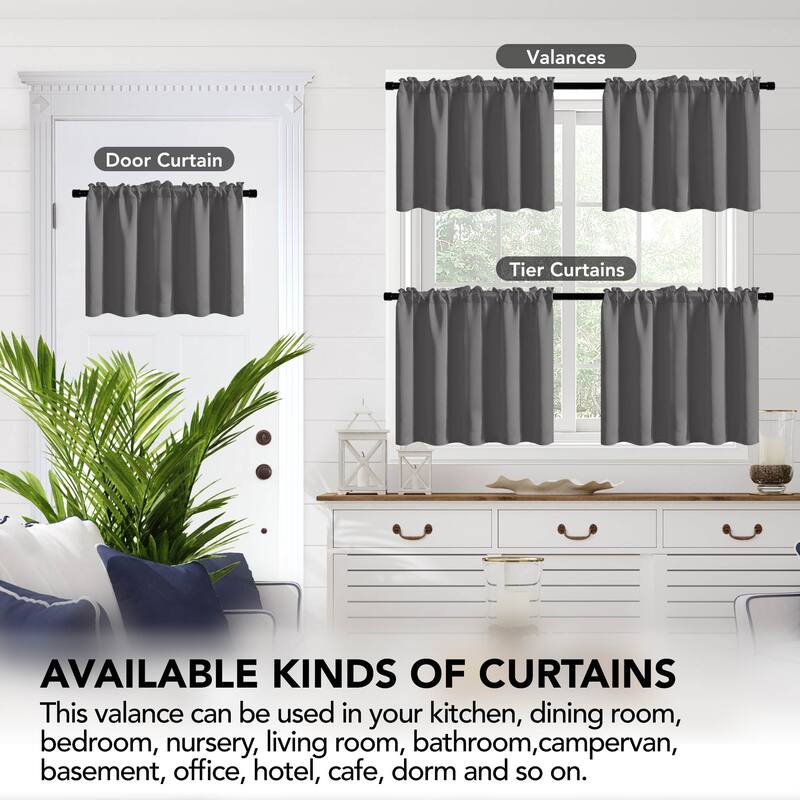 Deconovo Cafe Curtains Rod Pocket Window Short Drapes Tier Pair