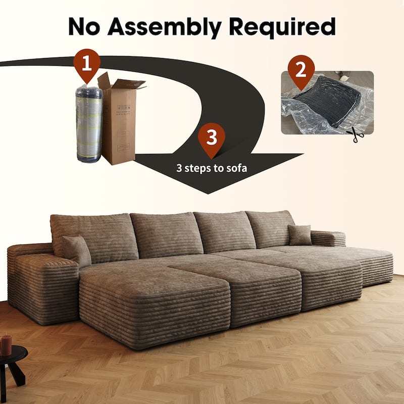 135.4-in Casual Camel 4 -seater Right Reclining Sectional - 8' x 10'