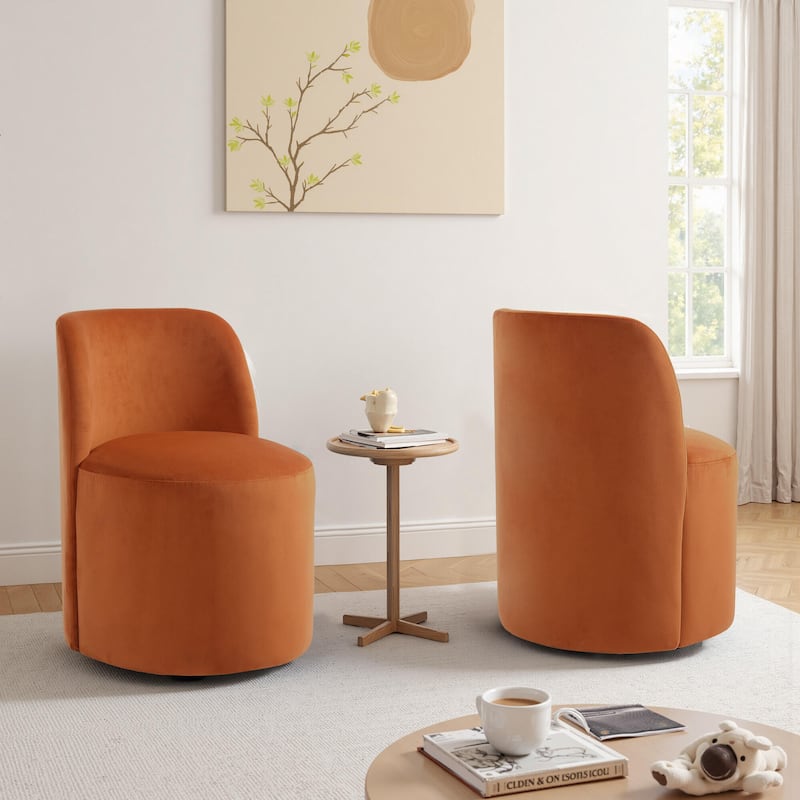 UIXE 2 Set Luxury Upholstered Dining Chairs Dining Room Kitchen Side Chair - Orange-Velet