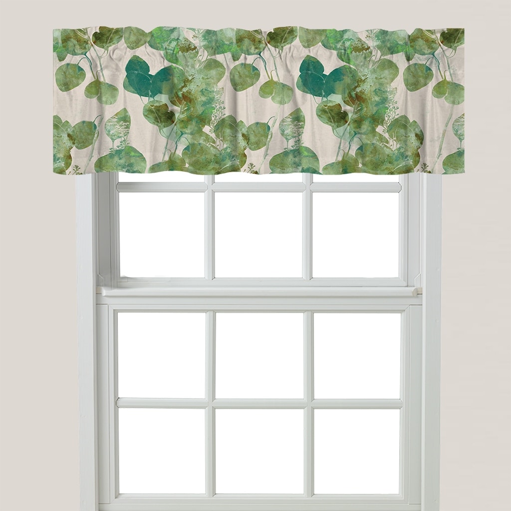 Green Watercolor Eucalyptus Window Valance - 60