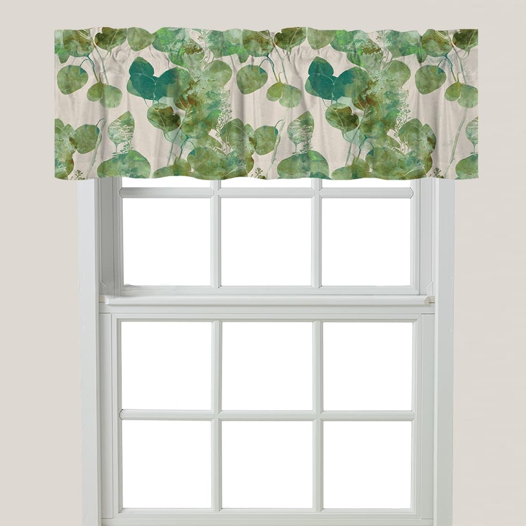 Green Watercolor Eucalyptus Window Valance - 60" x 18"