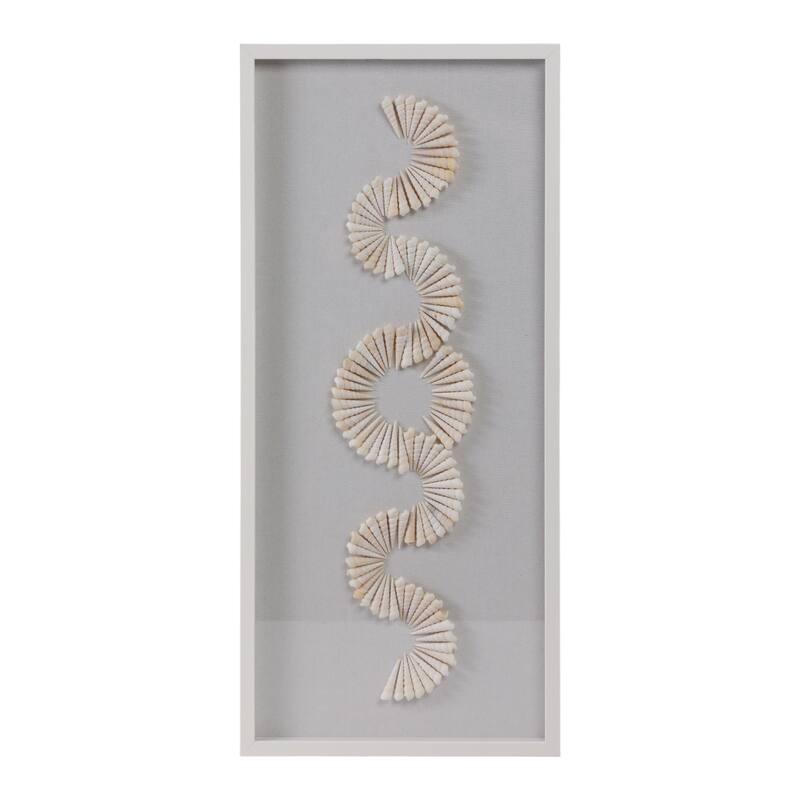 Shell Wood Frame Wall Art Textured Design Home Office - 40" White