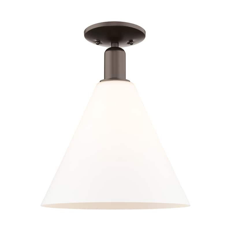 Innovations Lighting 716-1C-15-12 Berkshire Glass Semi-Flush Berkshire - Oil Rubbed Bronze / Matte White