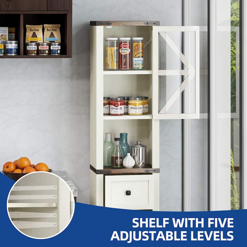 Moasis Farmhouse 67" Tall Linen Tower Bathroom Cabinet with 3 Drawers