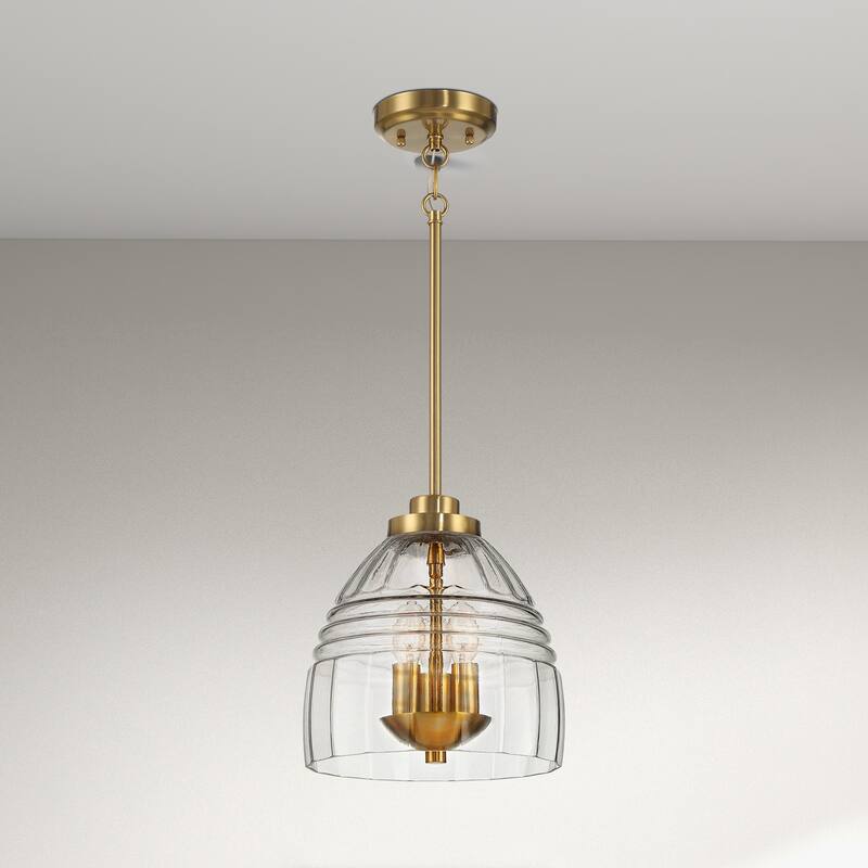 Scartex 3-Light Chain Pendant with Clear Glass Shade - Gold