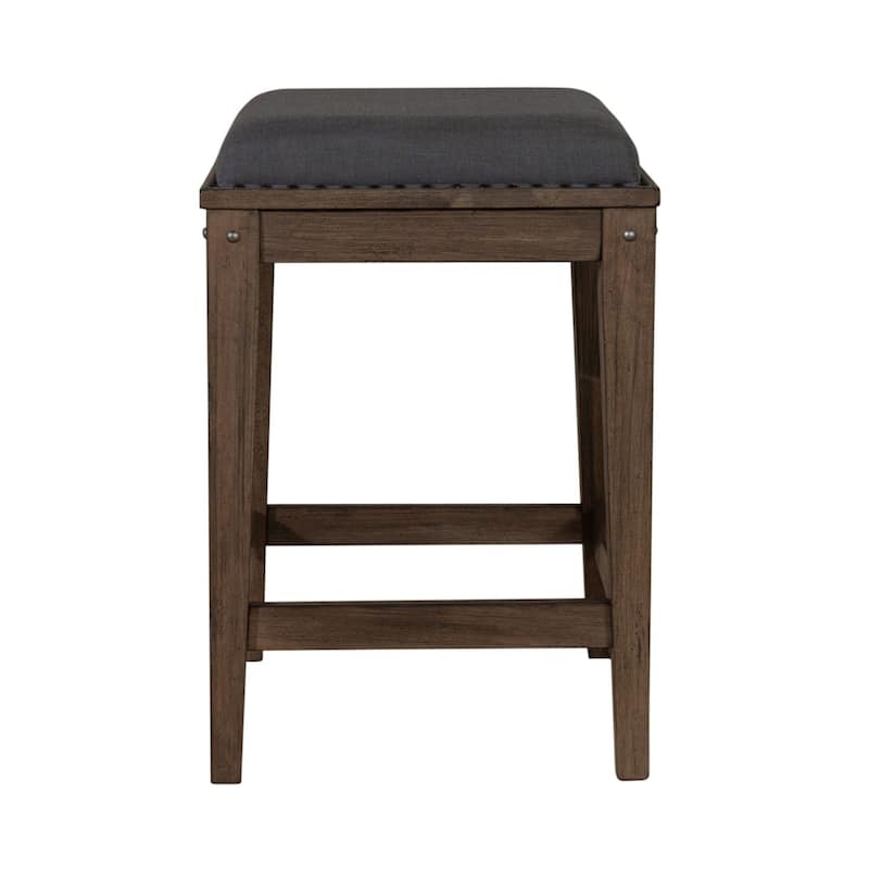 Sonoma Road Weathered Beaten Bark Antique Pewter Metal Upholstered Console Stool - 17"x17"x26"
