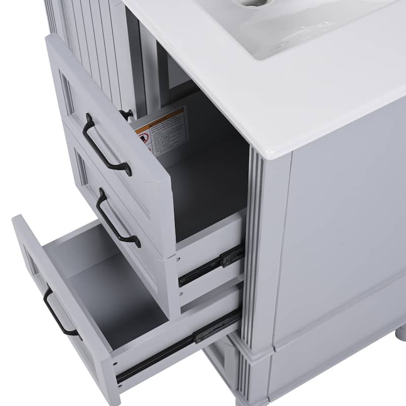 Christopher Knight Home Solvane 30" Bathroom Vanity with Ceramic Sink - 30.00" Lx 18.5" W x 34.4" H