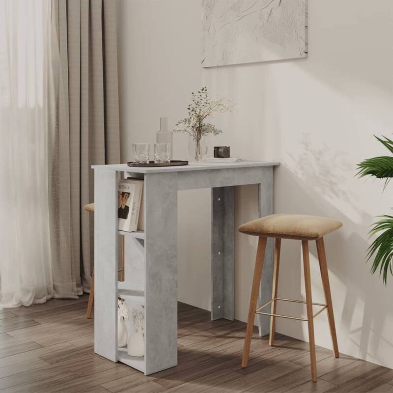 vidaXL Bar Table Kitchen Pub Table Bistro Table with Shelf Engineered Wood - 40.2" x 19.7" x 40.7"