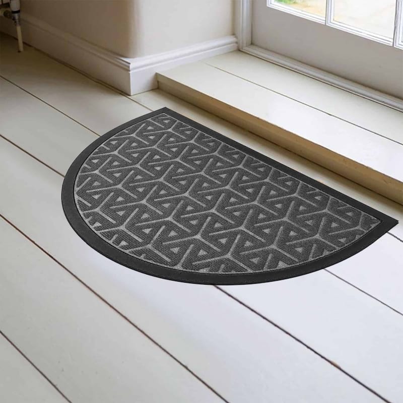 Half-Round Door Mat Heavy Duty Non-Slip Low Profile 30x18 In