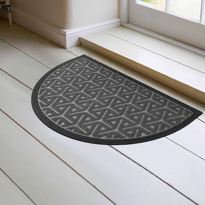 Half-Round Door Mat Heavy Duty Non-Slip Low Profile 30x18 In