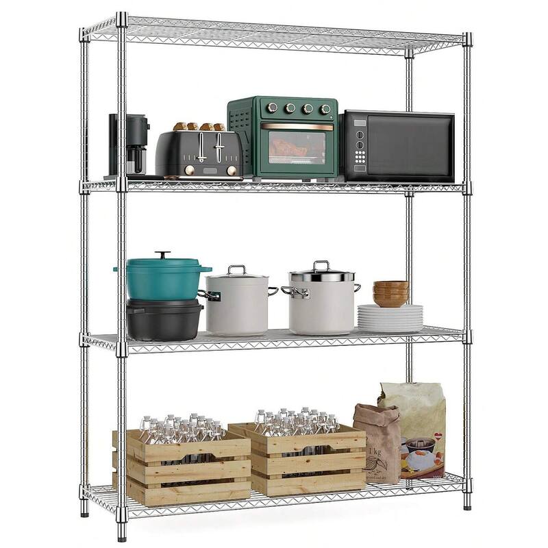 1400 Lbs 4-Shelf Storage Shelves, Wire Shelving Heavy Duty Metal Storage Shelving Unit Adjustable Garage Shelving Rack - Brown