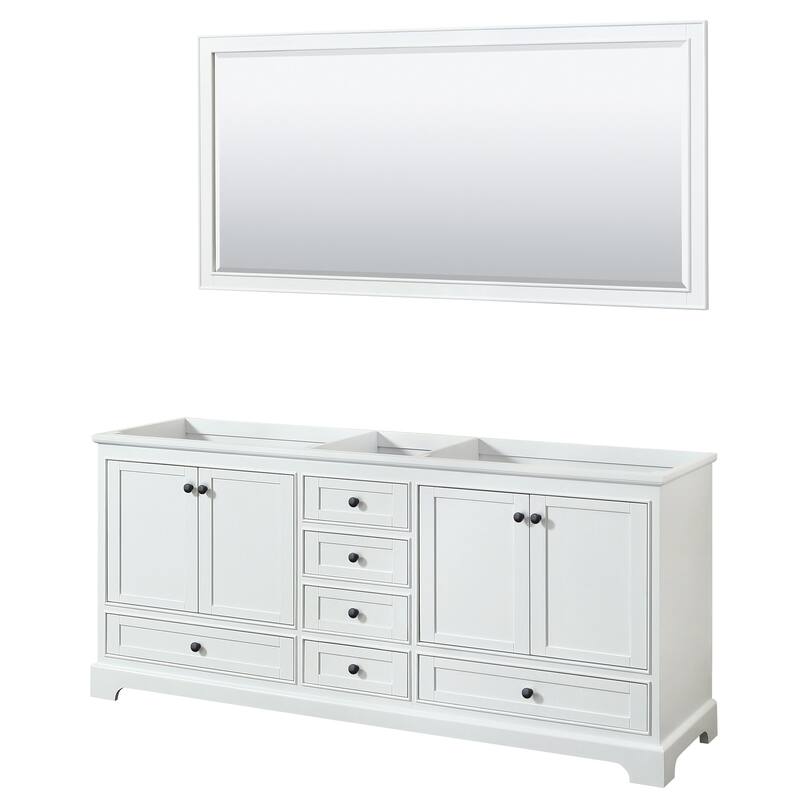 Wyndham Collection Deborah 79" Free Standing Double Wood Vanity - White / Matte Black Hardware