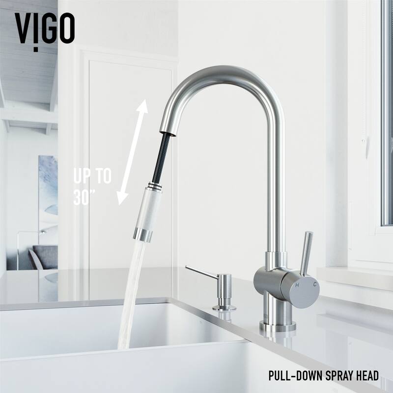 VIGO Gramercy 17" H Single Handle Pull-Down Spout Kitchen Faucet
