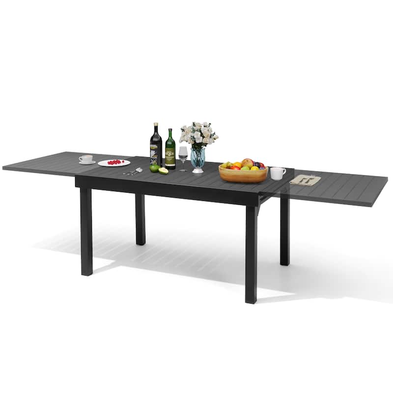Outdoor Aluminum Expandable Patio Dining Table Adjustable Extension Leaf for 6/8/10 Person
