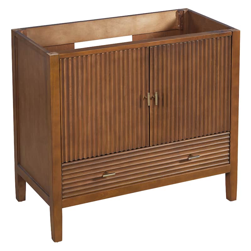 Christopher Knight Home - Mid-Century Freestanding Bathroom Vanity with Ceramic Sink, Flip-Up & Dual Drawers