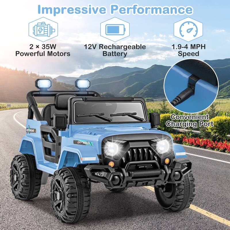 Gymax 12V Kids Ride on Truck Car w/ Remote Control Threaded Wheels 3