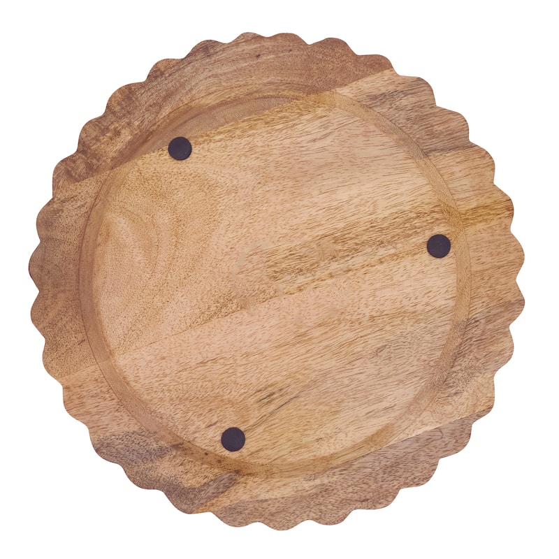 Scalloped Mango Wood Decorative Charger Plates (Set of 4) - Round Table Chargers for Dining & Entertaining, 13"