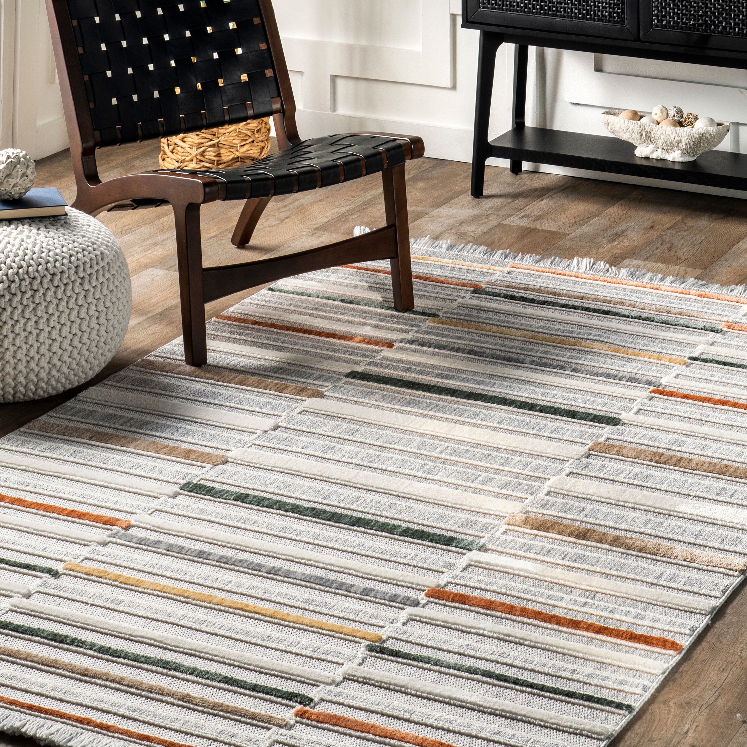 Nuloom Zasu Colorful Striped Fringe Area Rug