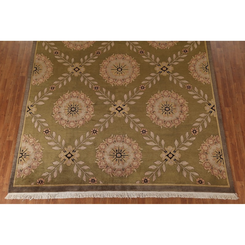 All-Over Floral Nepalese Oriental Area Rug Handmade Wool Carpet - 8'10"x 11'8"