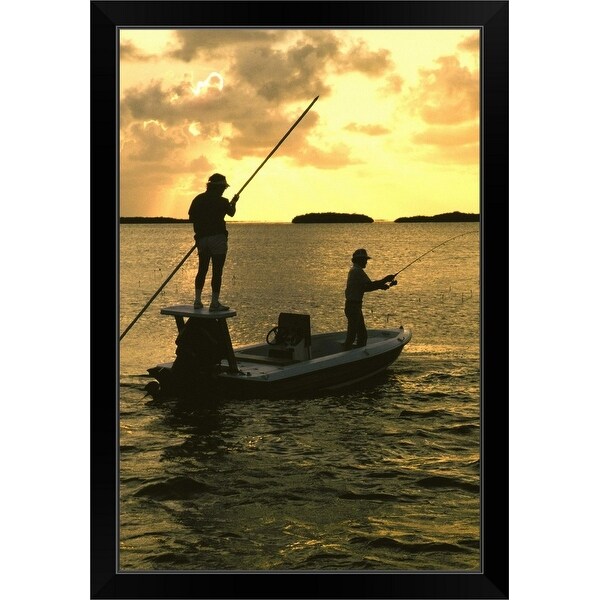 "Bone fisherman off the coast of the Florida Keys near Marathon, Florida" Black Framed Print