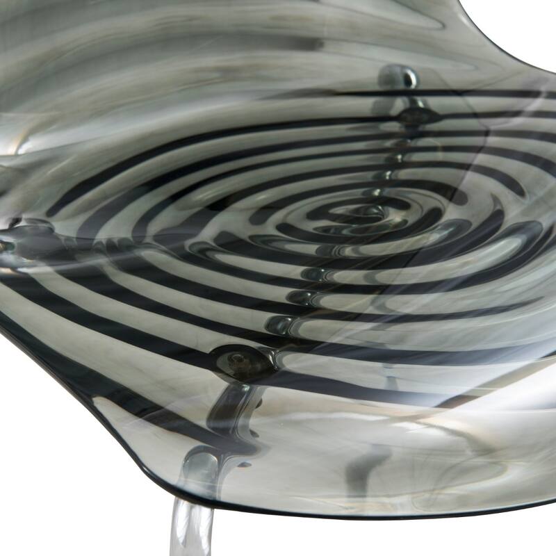 Astor Modern Transparent Ripple Pattern Dining Side Chair With Chrome Metal Legs Accent Chair Set of 2