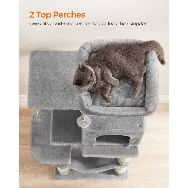 Plush Multi-Level Cat Tree with Sisal-Covered Scratching Posts and Cozy Hideouts for Indoor Cats