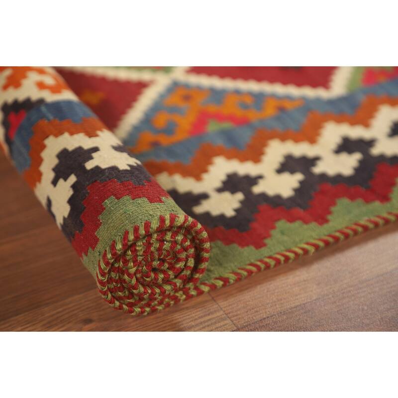 Vegetable Dye Kilim Qashqai Persian Rug Flatweave Wool Carpet - 4'5" x 8'3"