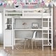preview thumbnail 1 of 48, Twin Loft Bed with Drawers and Desk, Wooden Loft Bed with Shelves - White White