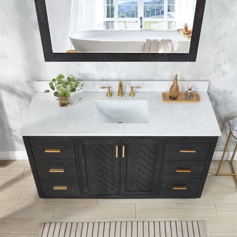 Altair Gazsi Bathroom Vanity with Composite Stone Countertop without Mirror