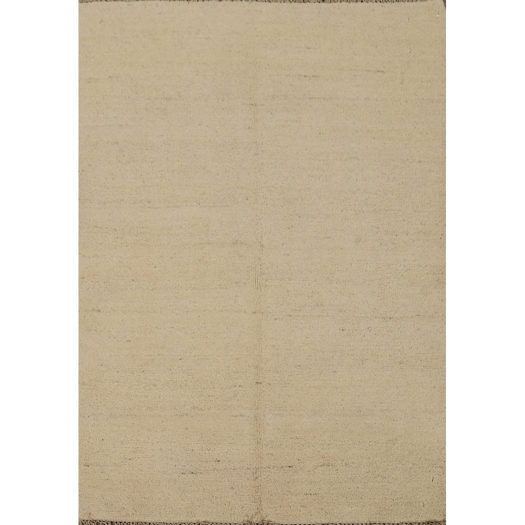 Modern Gabbeh Oriental Accent Rug Handmade Beige Wool Carpet - 2'9"x 4'0"