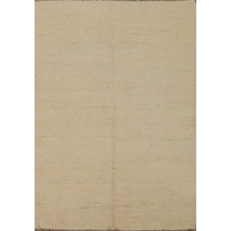 Modern Gabbeh Oriental Accent Rug Handmade Beige Wool Carpet - 2'9"x 4'0"