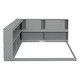 preview thumbnail 9 of 7, Grey Full Size Wood Floor Bed with L-shaped Bookcases, Sliding Doors, without Slats
