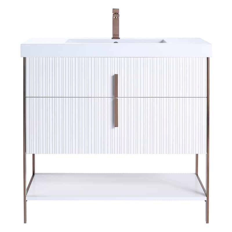 Fine Fixtures Serenity Modern Bathroom Vanity with White Gel Acrylic Top