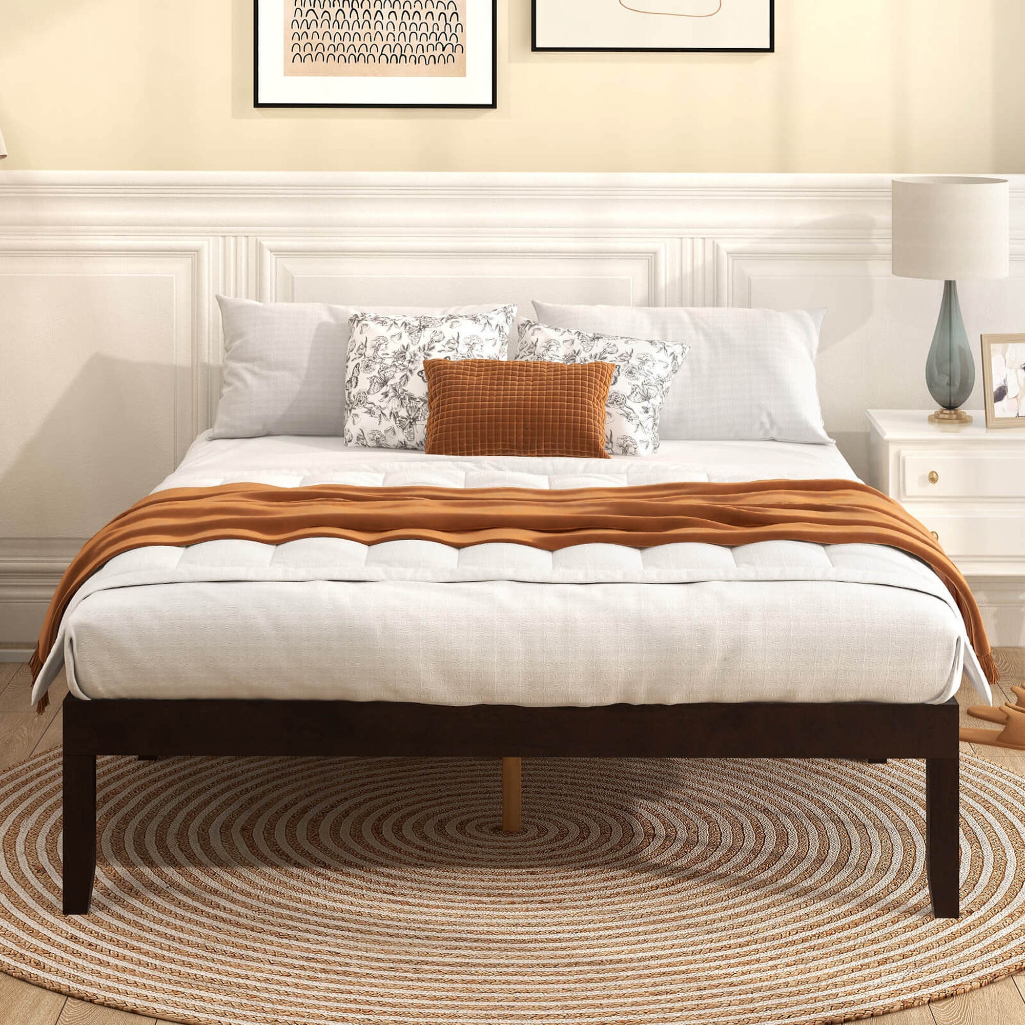 ウッドプラットフォーム　クイーンサイズ COMASACH-14-inch-Twin-Bed-