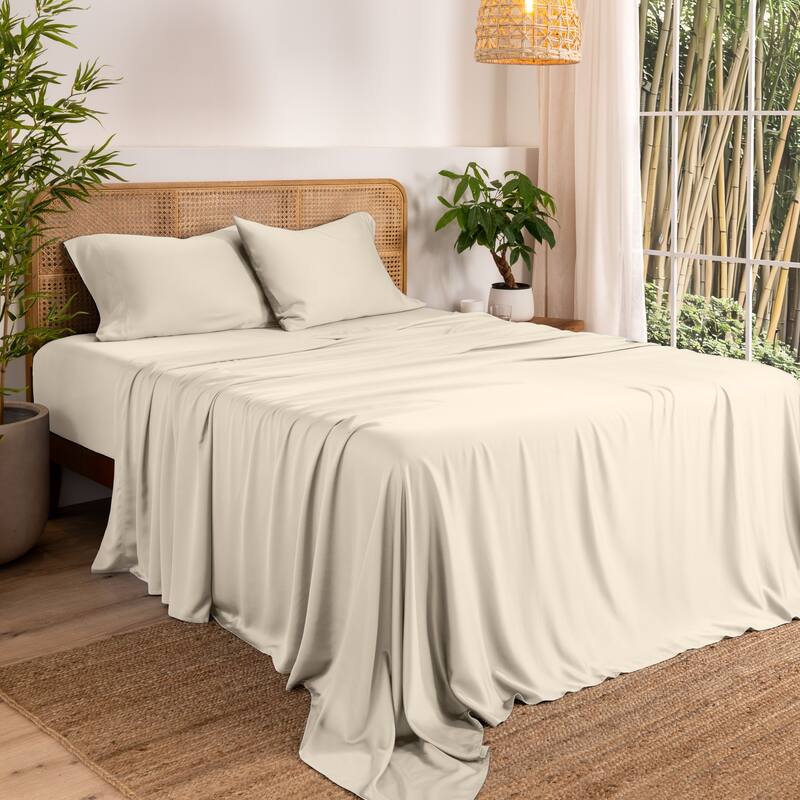 Bare Home Rayon from Bamboo Sheet Set - Deep Pocket - Breathable - Full XL - Sand