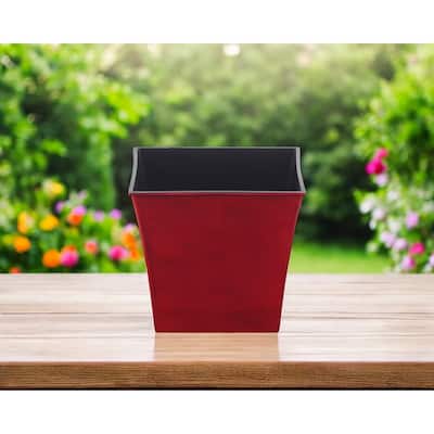 HomeRoots 7" Red Recycled Plastic Indoor Outdoor Rectangular Pot Planter