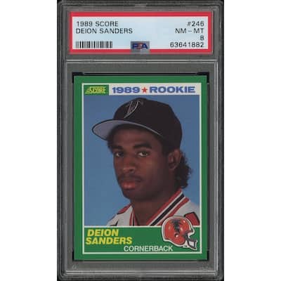 Deion Sanders 1989 Score Football Rookie Card #246 Graded PSA 8 - 8'6" x 11'6"