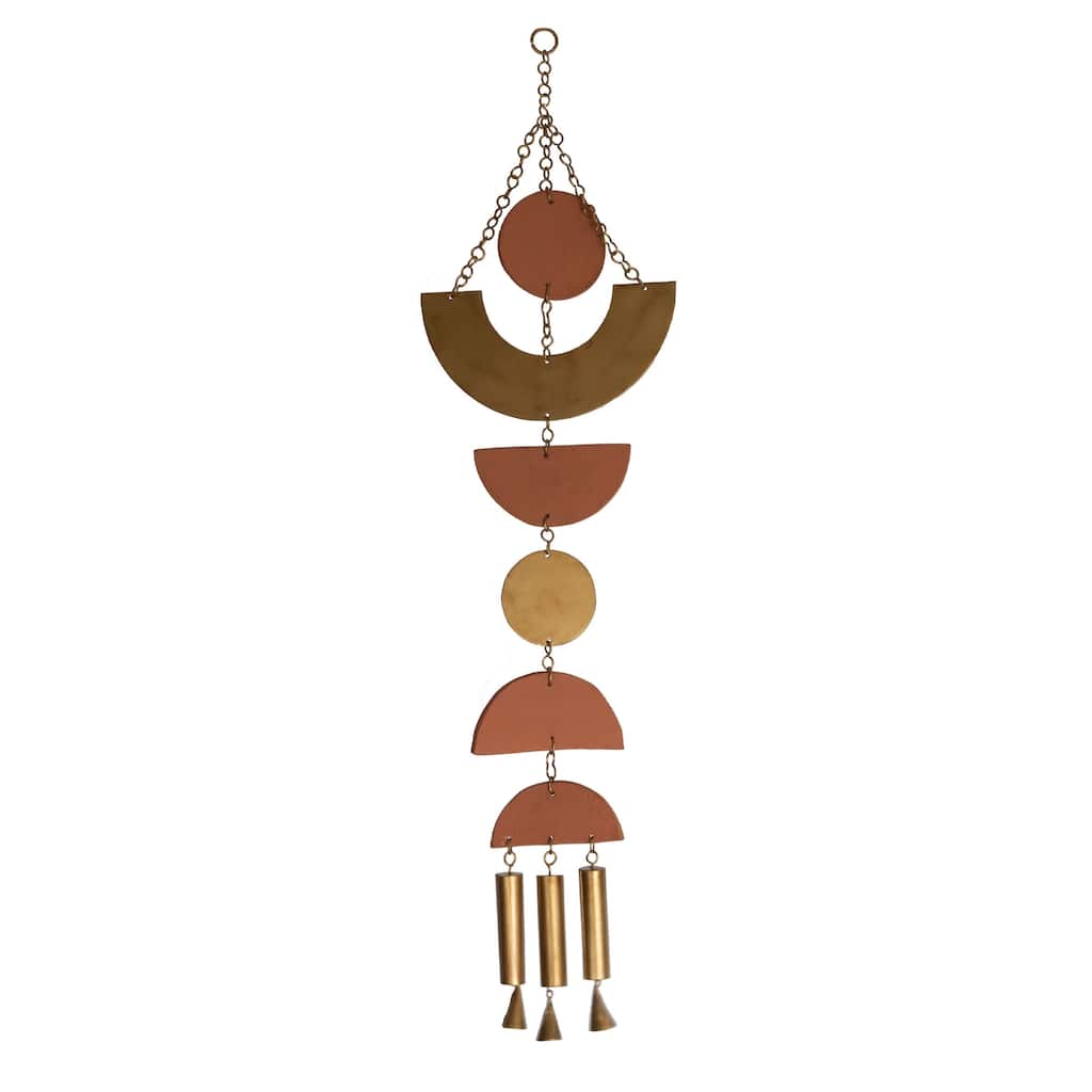 Foreside Home & Garden Geometric Brass Metal Hanging Wall Décor