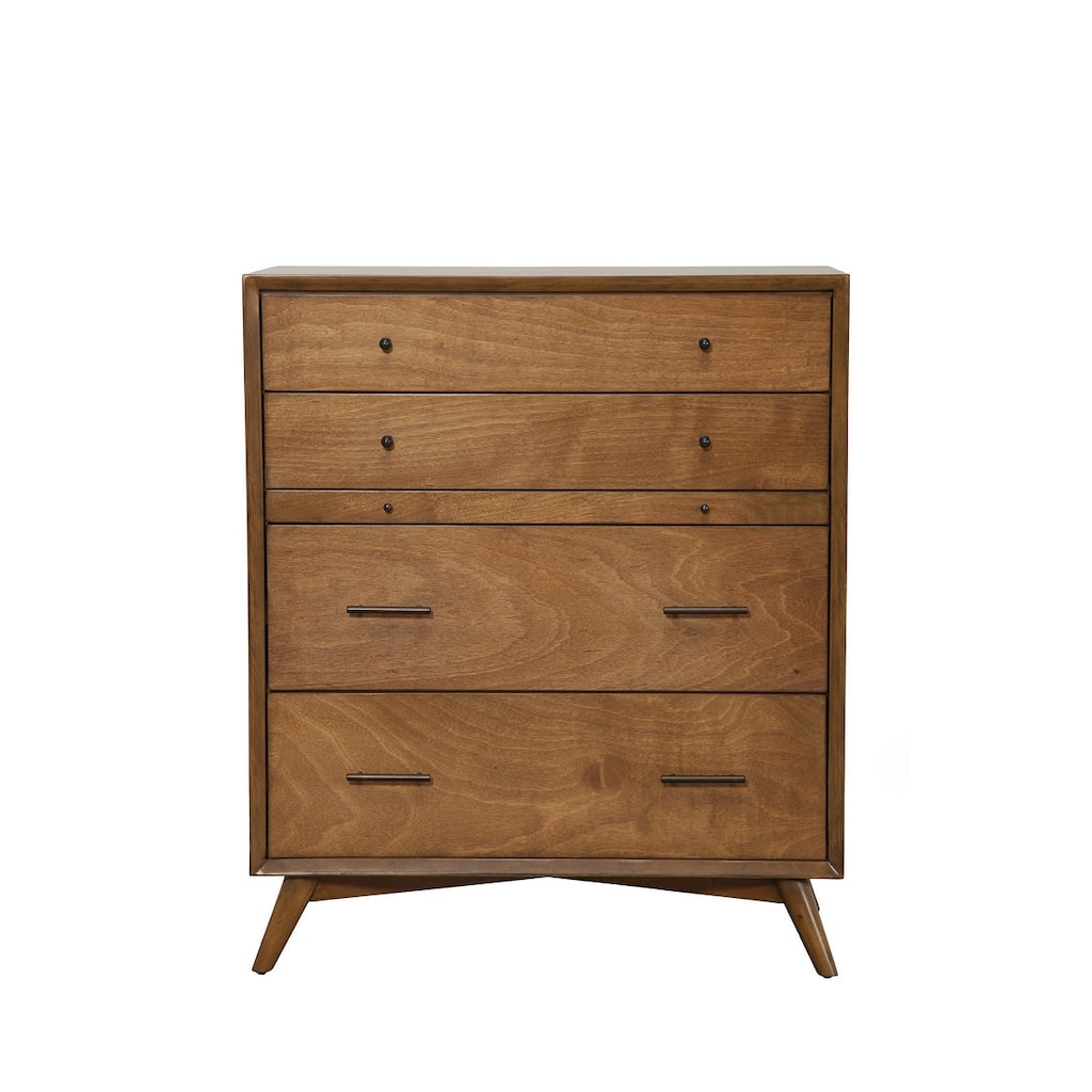 HomeRoots 38" Brown Solid Wood Four Drawer Standard Chest