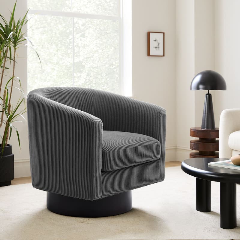 Modern 360° Swivel Corduroy Accent Chair Barrel Armchair