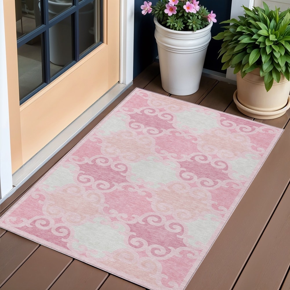 HomeRoots Trellis Transitional Rectangle Outdoor Rug