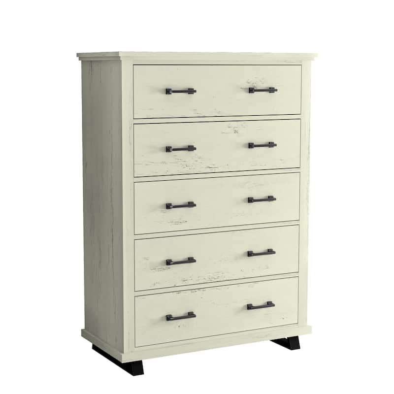 Contemporary 38" Wide Tall 5-Drawer Chest w/ Weathered
