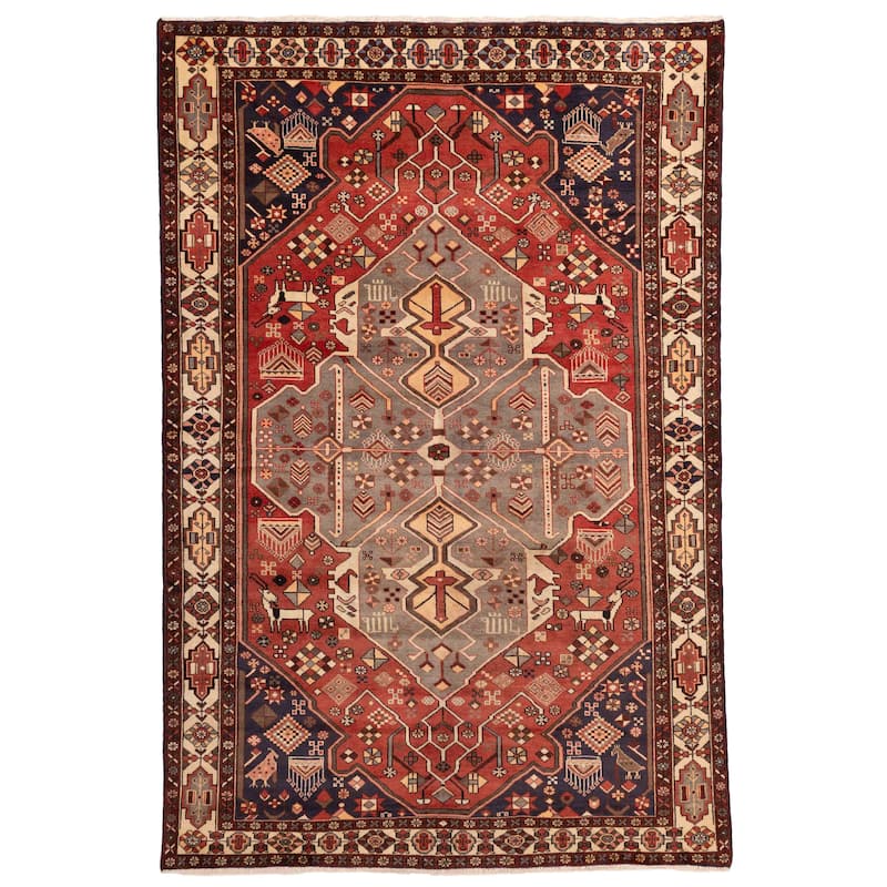 ECARPETGALLERY Hand-knotted Melis Vintage Red Wool Rug - 6'7 x 9'10