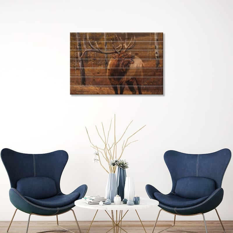 My Side Of The Mountain Print On Wood by Mark McKenna - Multi-Color