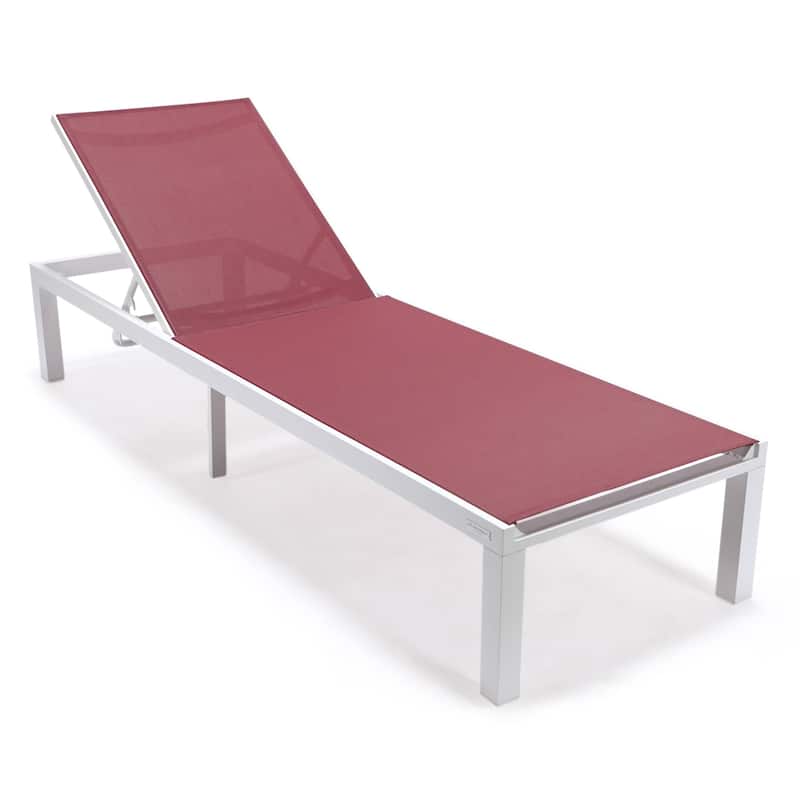 Aluminum Beach Pool Sun Lounge Chair Sling Mesh Fabric Reclining Stackable Lounger Chair (Set of 2)