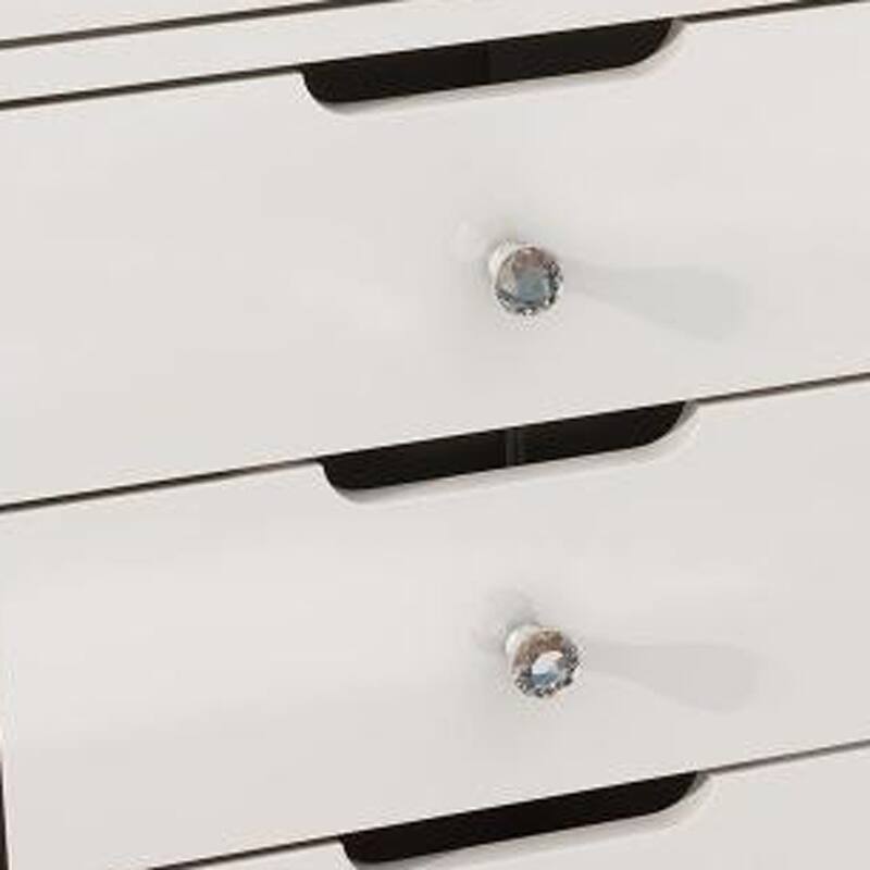 HomeRoots 51" White Glass and Wood Vanity Table With Thirteen Drawers