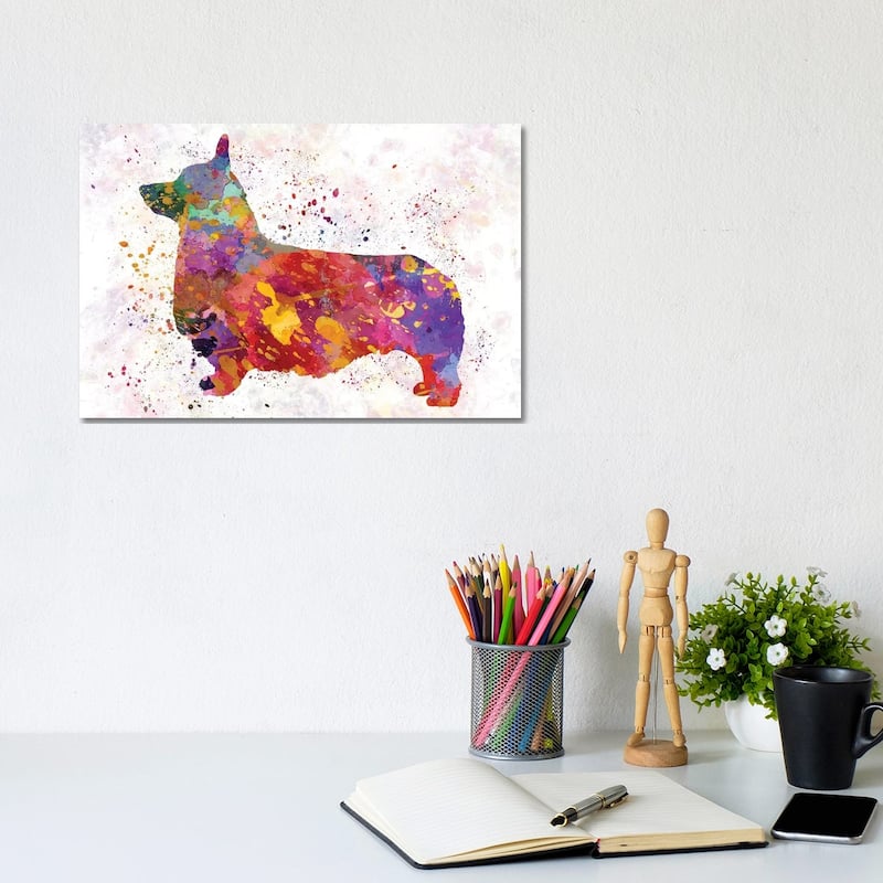 iCanvas "Pembroke Welsh Corgi In Watercolor" by Paul Rommer Canvas Print - 8x12x0.75